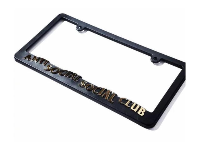 Anti Social Social Club Anti Social Social Club Motorsports License Plate Frame Black-Gold - view 2