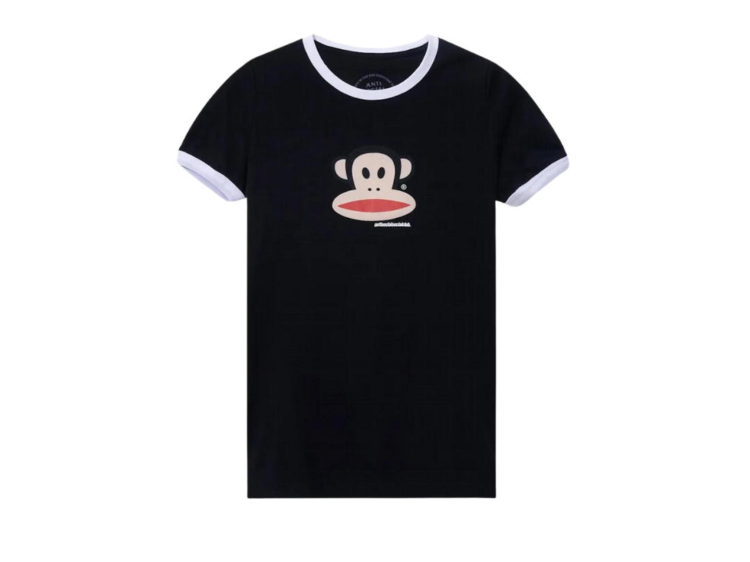 Anti Social Social Club Anti Social Social Club x Paul Frank Logo Ringer Tee Black/White