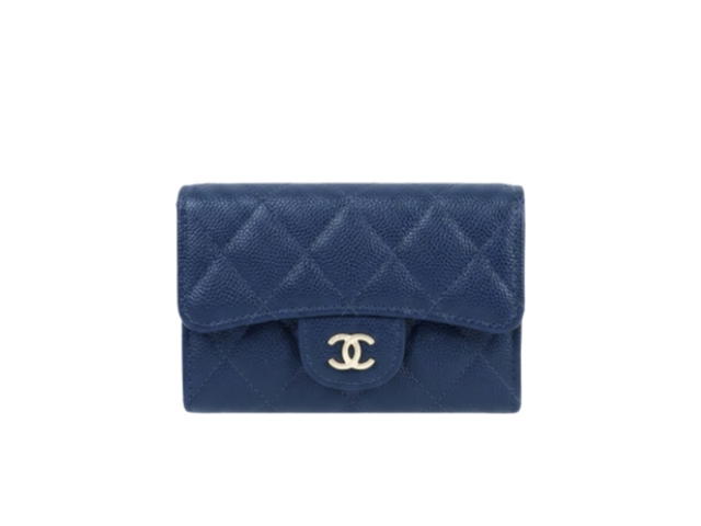 Chanel Chanel Caviar Quilted Flap Card Holder Wallet Navy Blue - view 1