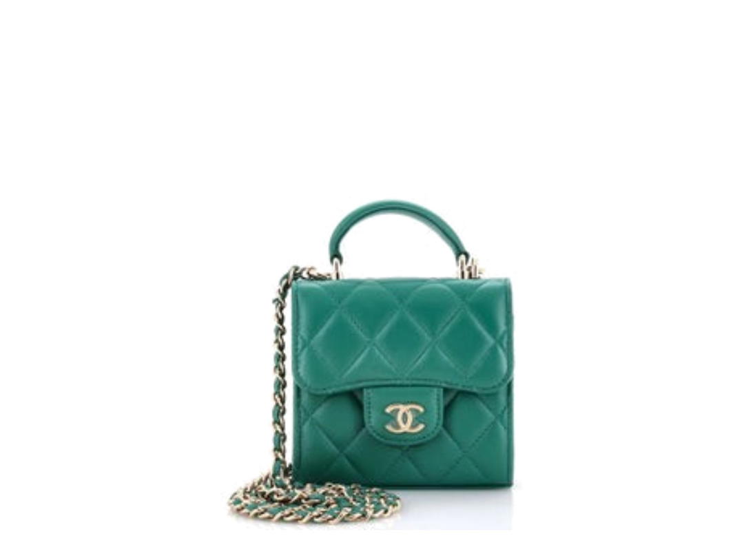 Chanel Chanel Mini Flap Bag with Top Handle Green