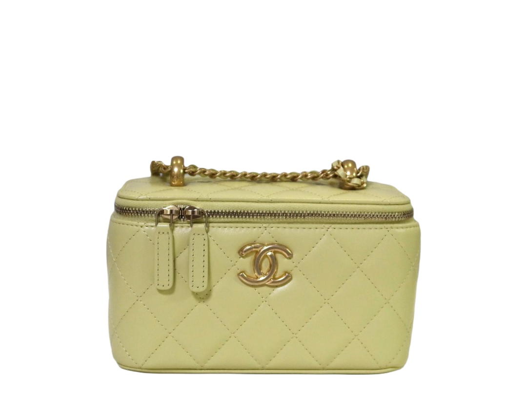 Chanel Chanel Cow Leather Makeup Bag Yellow