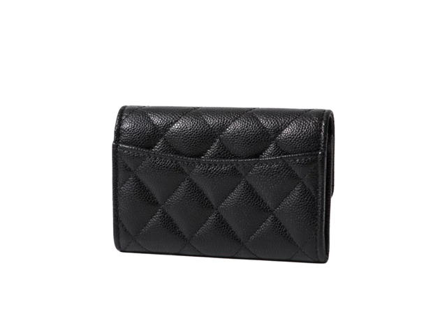 Chanel Chanel Small Flap Zip Wallet Card Holder In Grained Calfskin With Gold-Tone Hardware Black - view 2