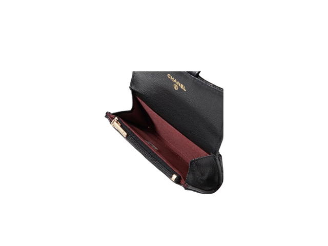 Chanel Chanel Small Flap Zip Wallet Card Holder In Grained Calfskin With Gold-Tone Hardware Black - view 3