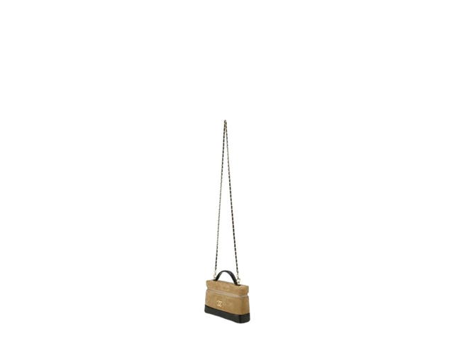 Chanel Chanel Top Handle Vanity Case Suede Calfskin with Chain and Shiny Lambskin Brown - view 2