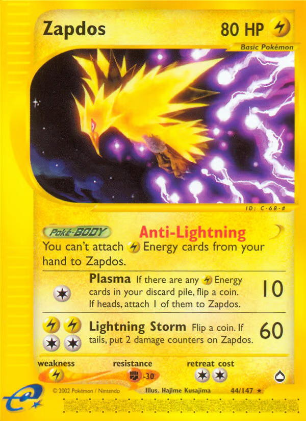 Pokemon Pokemon Zapdos R [AQ 44/147] E-Card "Aquapolis" [ReverseHolo] (EN)