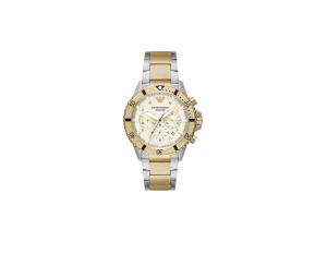 Buy Emporio Armani 43mm Two-Tone Chronograph Cream Dial Men's Watch at Sasom – Authentic and Ready to Ship