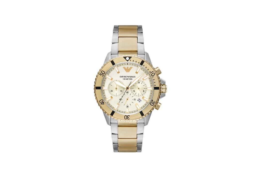 Emporio Armani Emporio Armani 43mm Two-Tone Chronograph Cream Dial Men's Watch