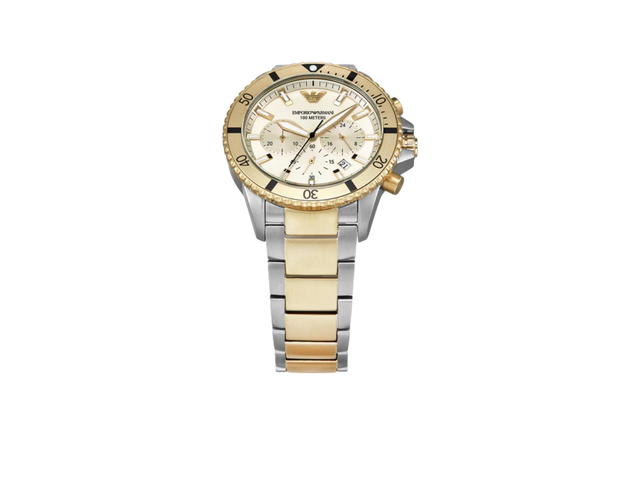 Emporio Armani Emporio Armani 43mm Two-Tone Chronograph Cream Dial Men's Watch - view 2