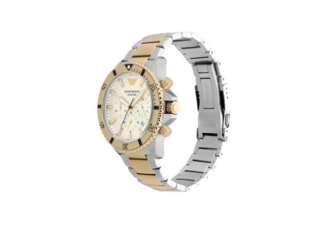 Emporio Armani Emporio Armani 43mm Two-Tone Chronograph Cream Dial Men's Watch - view 3