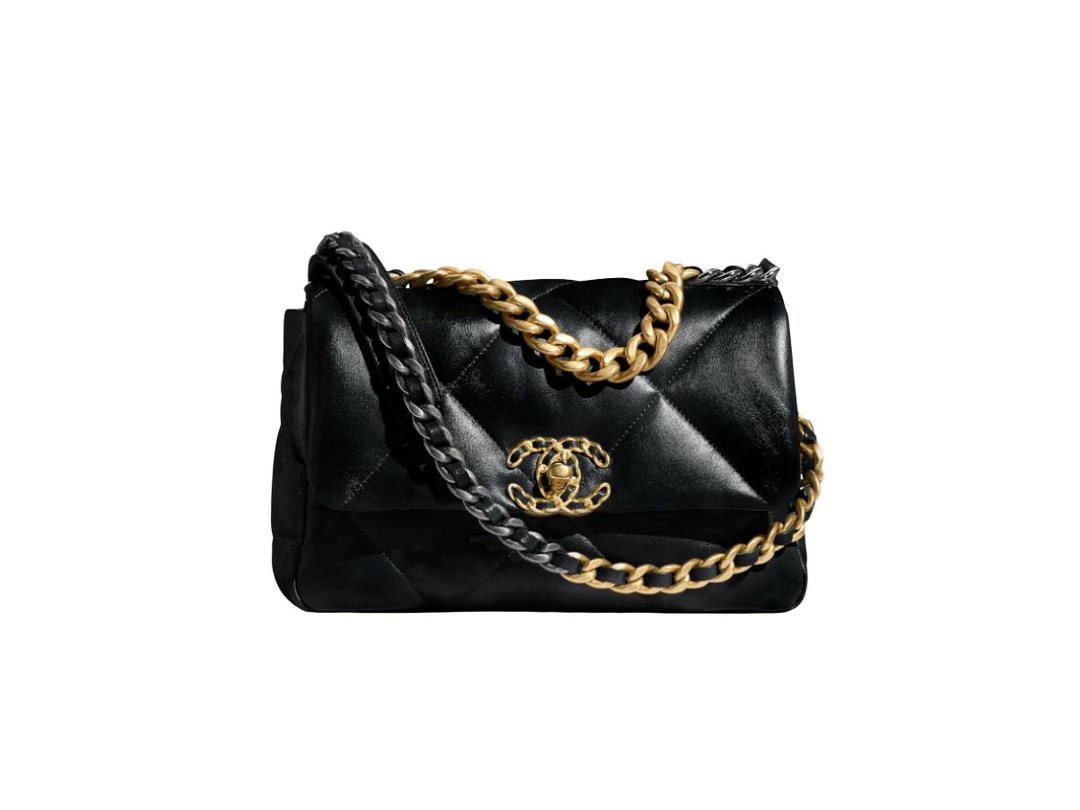 Chanel Chanel 19 Handbag Small Shiny Lambskin Black