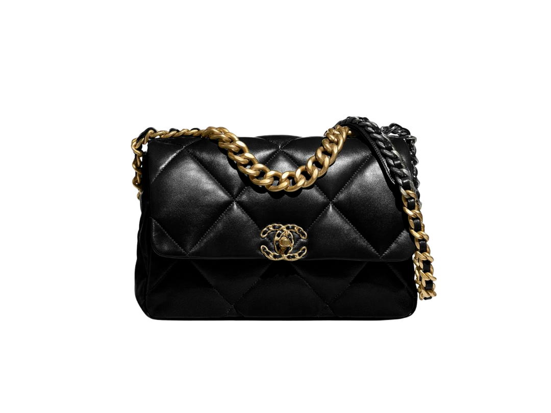 Chanel Chanel 19 Handbag Large Shiny Lambskin Black