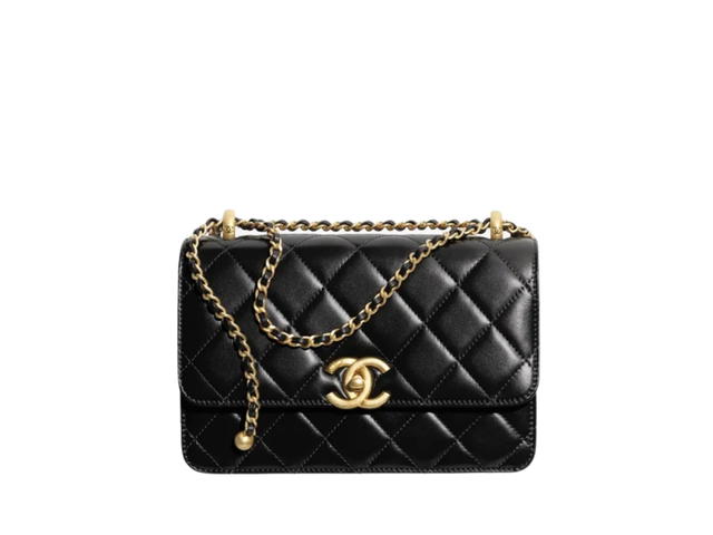Chanel Chanel Small Flap Bag In Shiny Calfskin With Gold Tone Metal Black - view 1