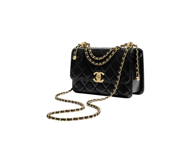 Chanel Chanel Small Flap Bag In Shiny Calfskin With Gold Tone Metal Black - view 2