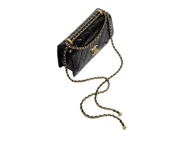 Chanel Chanel Small Flap Bag In Shiny Calfskin With Gold Tone Metal Black - view 3