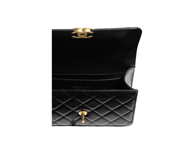 Chanel Chanel Small Flap Bag In Shiny Calfskin With Gold Tone Metal Black - view 4