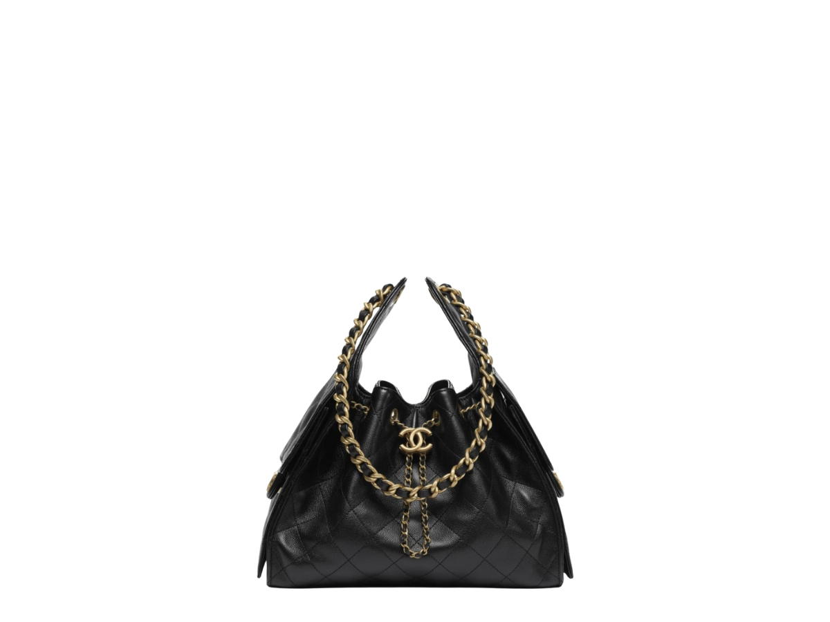 Chanel Chanel 25 Small Handbag In Black Grained Calfskin With Gold Hardware