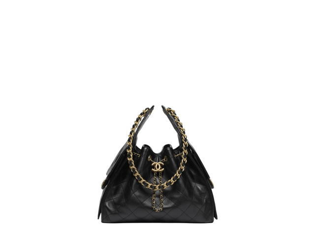 Chanel Chanel 25 Small Handbag In Black Grained Calfskin With Gold Hardware - view 1