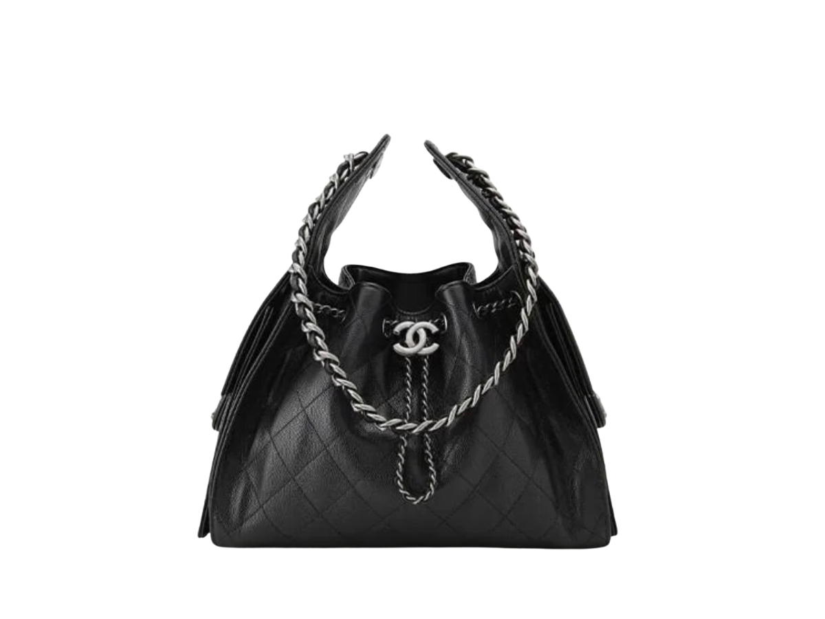 Chanel Chanel 25 Small Handbag Black In Black Grained Calfskin With Silver Hardware