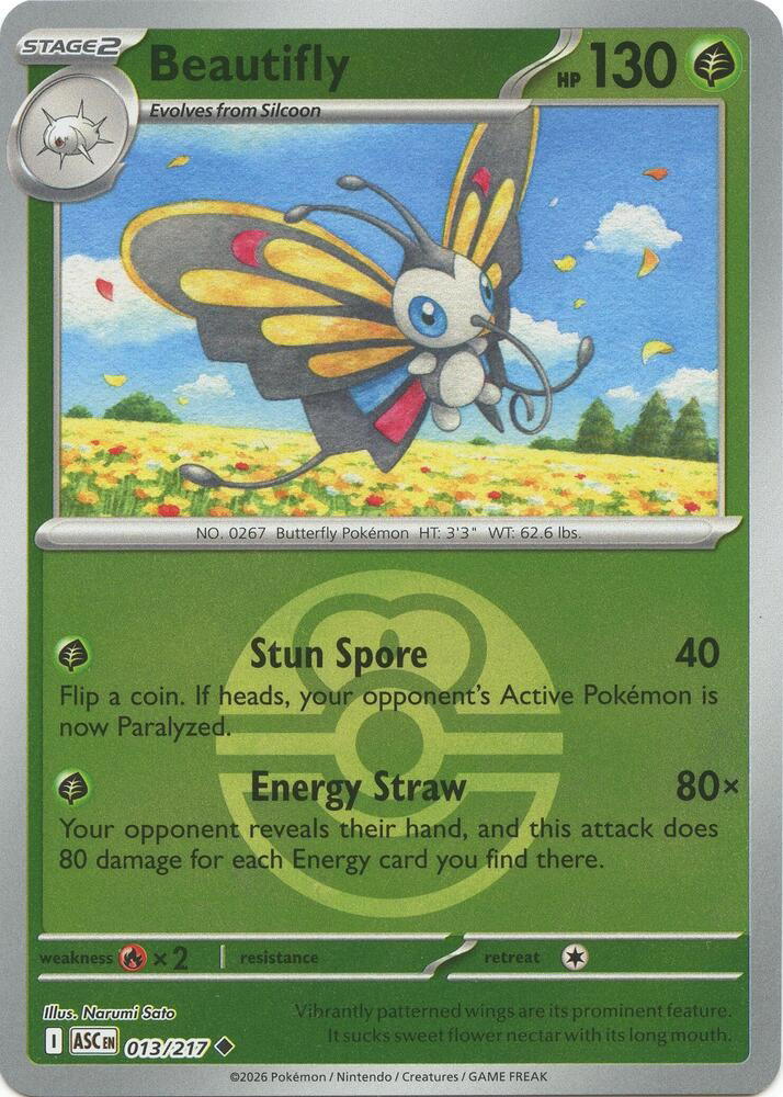 Pokemon Pokemon Beautifly U [ASC 013/217] Mega Evolution "Ascended Heroes" [LoveBallReverseHolo] (EN)