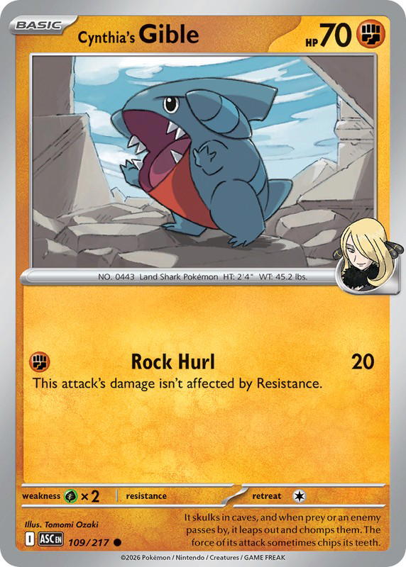 Pokemon Pokemon Cynthia's Gible [ASC 109/217] Mega Evolution "Ascended Heroes" (EN)