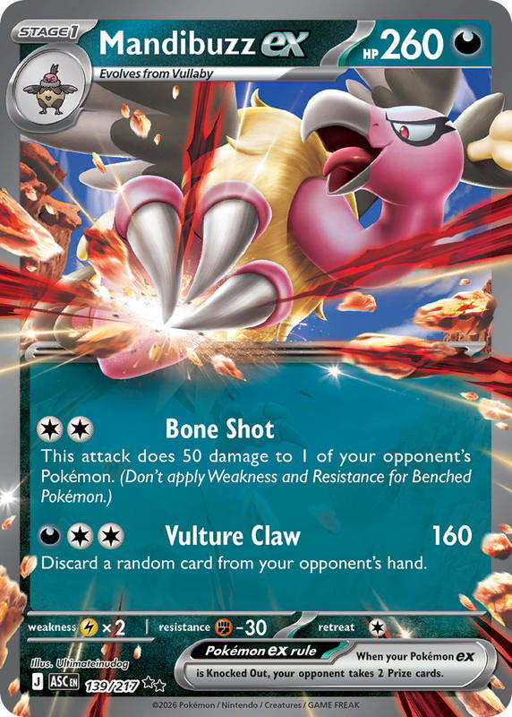Pokemon Pokemon Mandibuzz ex RR [ASC 139/217] Mega Evolution "Ascended Heroes" (EN)