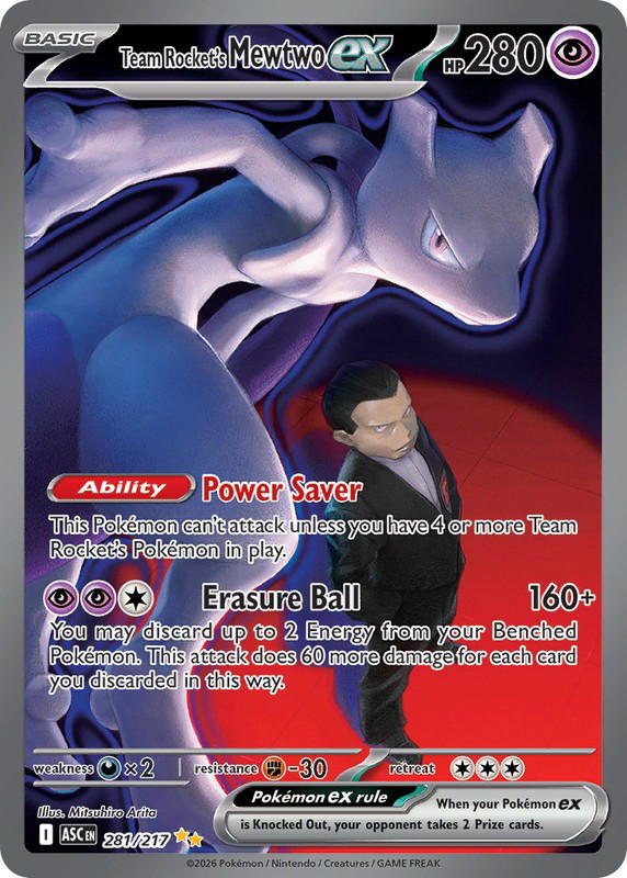 Pokemon Pokemon Team Rocket's Mewtwo ex SIR [ASC 281/217] Mega Evolution "Ascended Heroes" (EN)