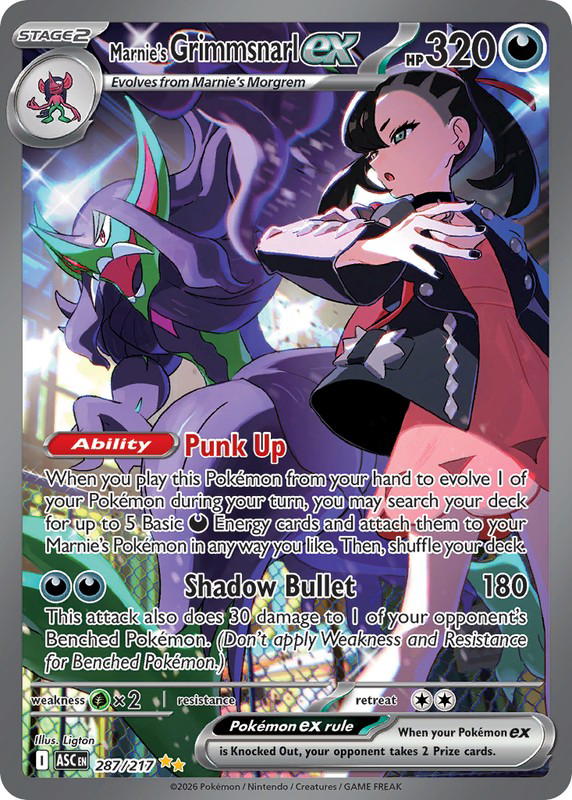 Pokemon Pokemon Marnie's Grimmsnarl ex SIR [ASC 287/217] Mega Evolution "Ascended Heroes" (EN)