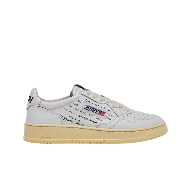 Autry Autry Medalist Low Leather Sneakers White with Black Lettering - view 1