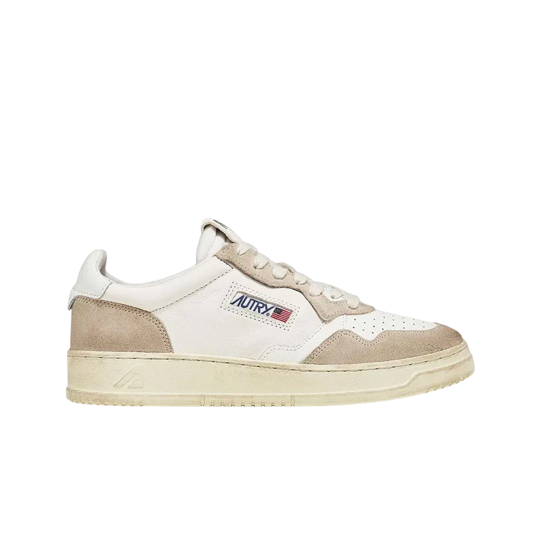 Autry Autry Medalist Low Leather Suede Sneakers White Beige