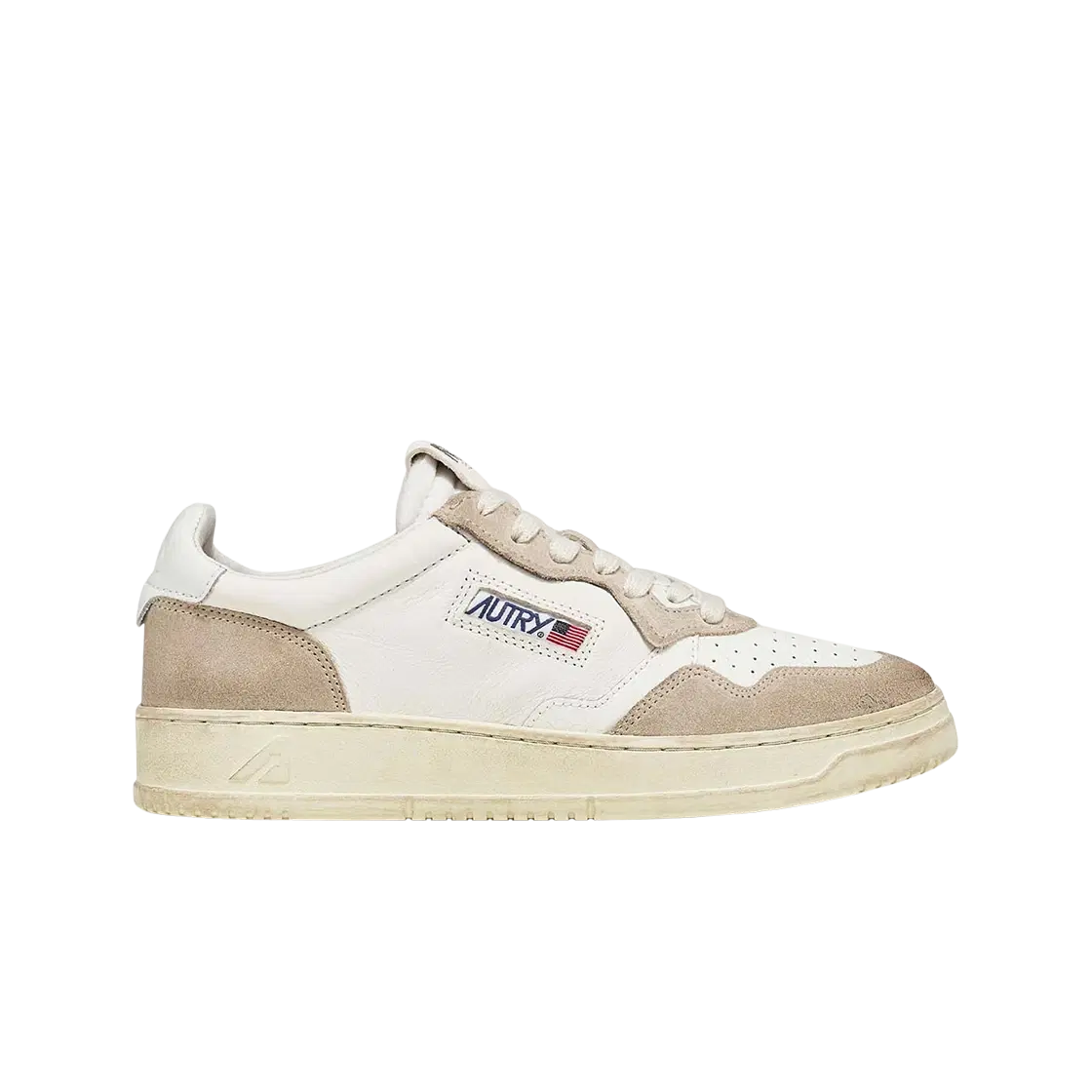 Autry Autry Medalist Low Leather Suede Sneakers White Beige