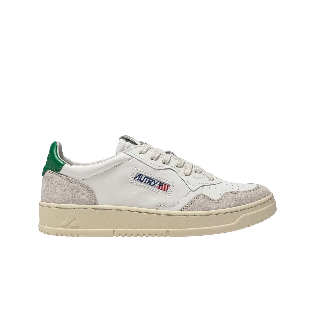 Autry Autry Medalist Low Leather Suede Sneakers White Green