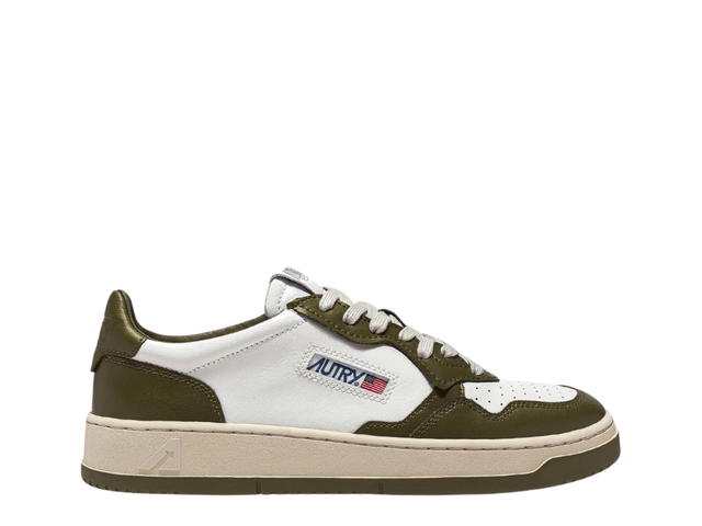 Autry Autry Medalist Low Sneakers In Two-tone Leather Color White And Oliva - view 1