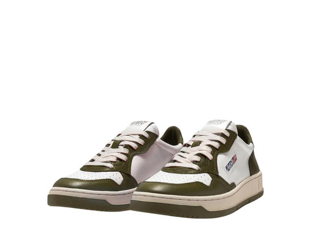 Autry Autry Medalist Low Sneakers In Two-tone Leather Color White And Oliva - view 2