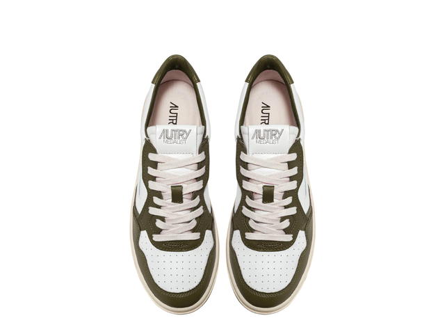 Autry Autry Medalist Low Sneakers In Two-tone Leather Color White And Oliva - view 4