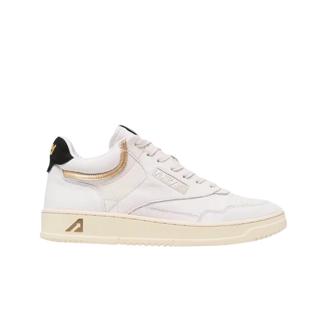 Autry Autry Open Mid Leather Mesh Sneakers White Gold