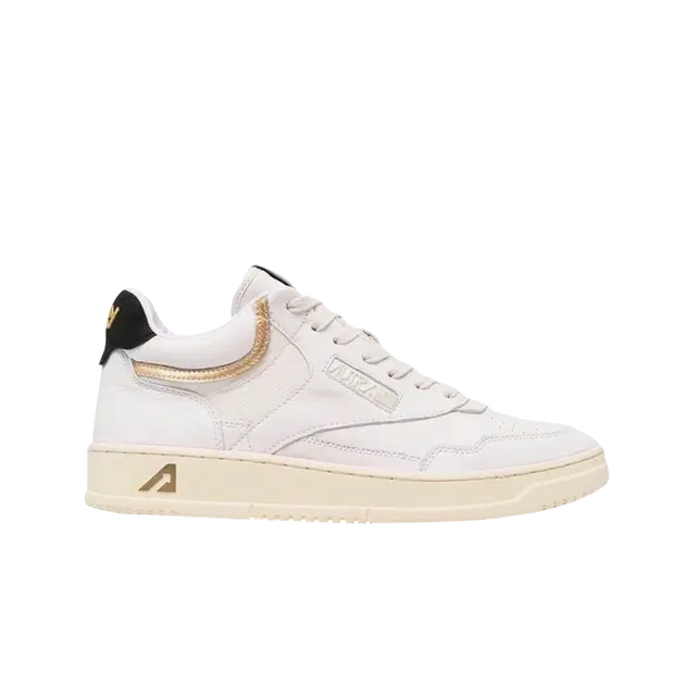 Autry Autry Open Mid Leather Mesh Sneakers White Gold - view 1