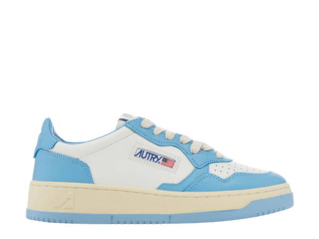 Autry Autry Two-Tone Medalist Low In Leather Color White And Sea Blue - view 1
