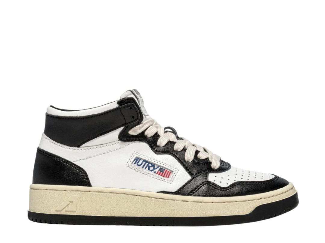 Autry Autry Two-Tone Medalist Mid Sneakers Leather White And Black (W)