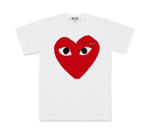 Buy Comme des Garcons Play Printed Red Heart T-Shirt With Red Emblem White at Sasom – Authentic and Ready to Ship