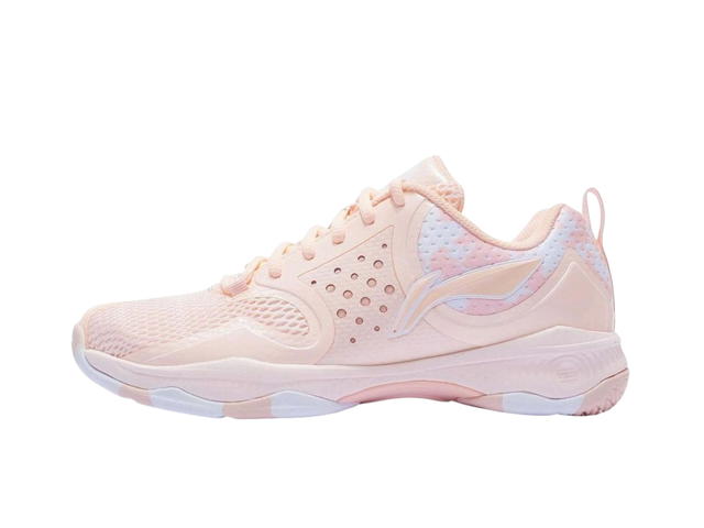 Li-Ning LINING Badminton Shoes Women's Low Top Neon Orange Pink/Standard White - view 2