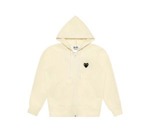 Buy Comme des Garcons Hooded Sweatshirt With Big Hearts Ivory at Sasom – Authentic and Ready to Ship