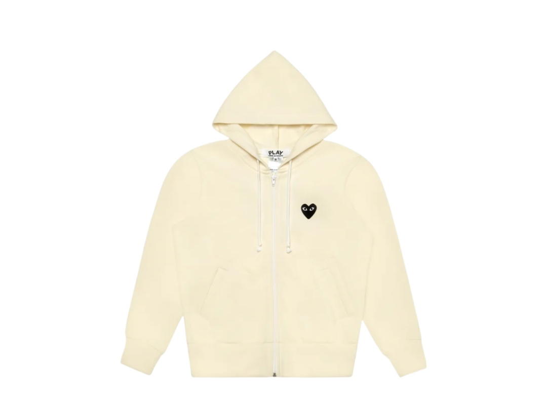 Comme des Garcons Comme des Garcons Hooded Sweatshirt With Big Hearts Ivory