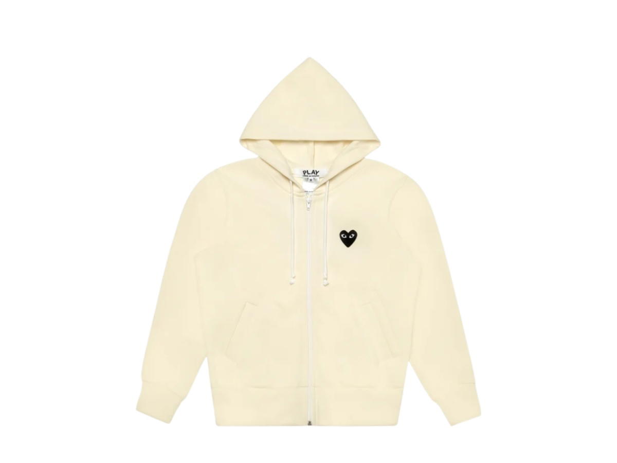 Comme des Garcons Comme des Garcons Hooded Sweatshirt With Big Hearts Ivory