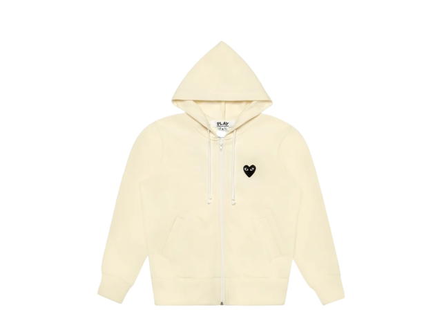 Comme des Garcons Comme des Garcons Hooded Sweatshirt With Big Hearts Ivory - view 1