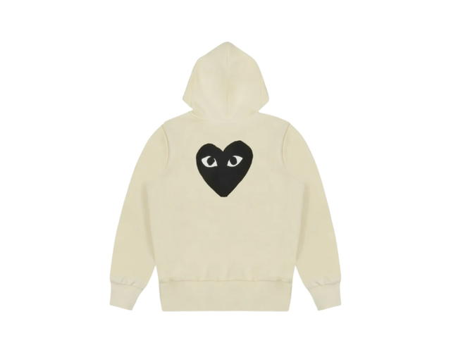Comme des Garcons Comme des Garcons Hooded Sweatshirt With Big Hearts Ivory - view 2