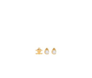 Buy Celine Les Perles Celine Earrings Set of 3 Studs Gold Ivory at Sasom – Authentic and Ready to Ship