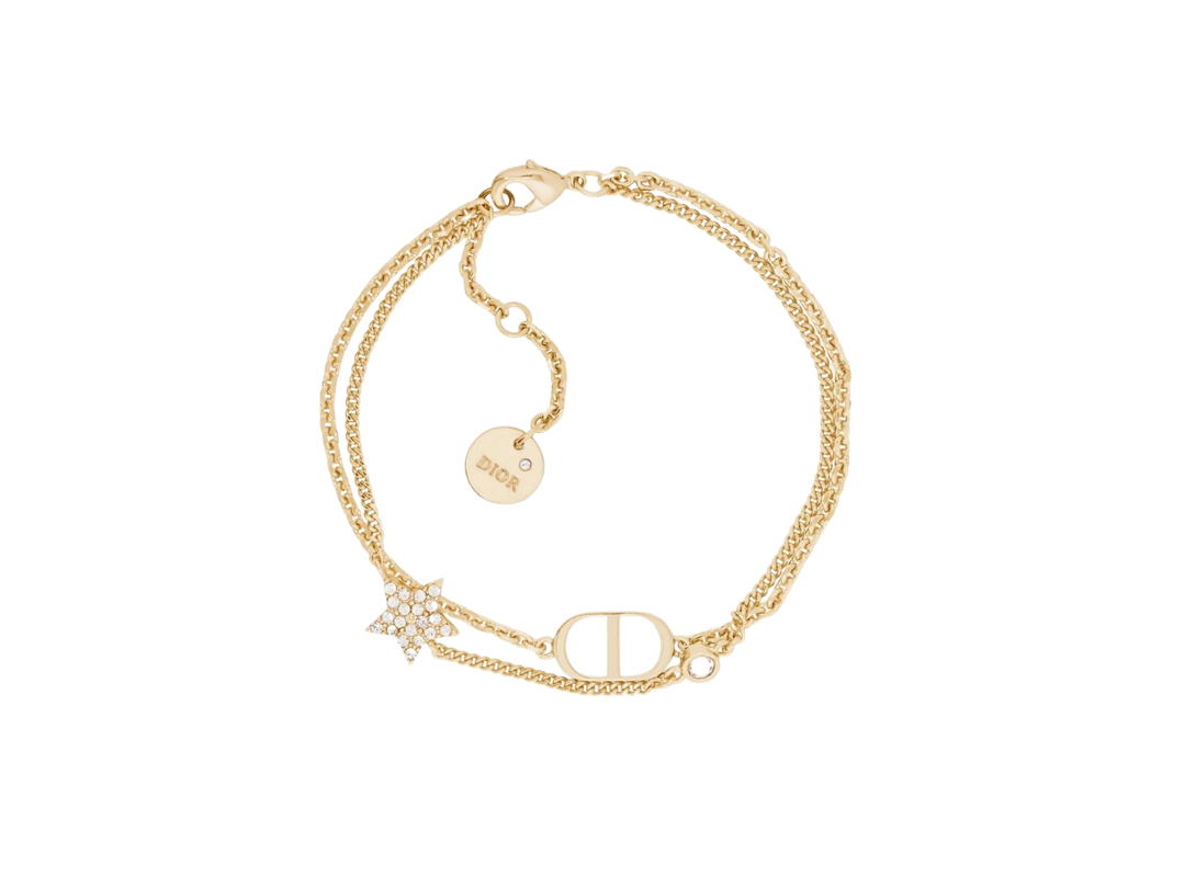Dior Dior Petit CD Double Bracelet In Gold-Finish Metal And White Crystals (SS26)