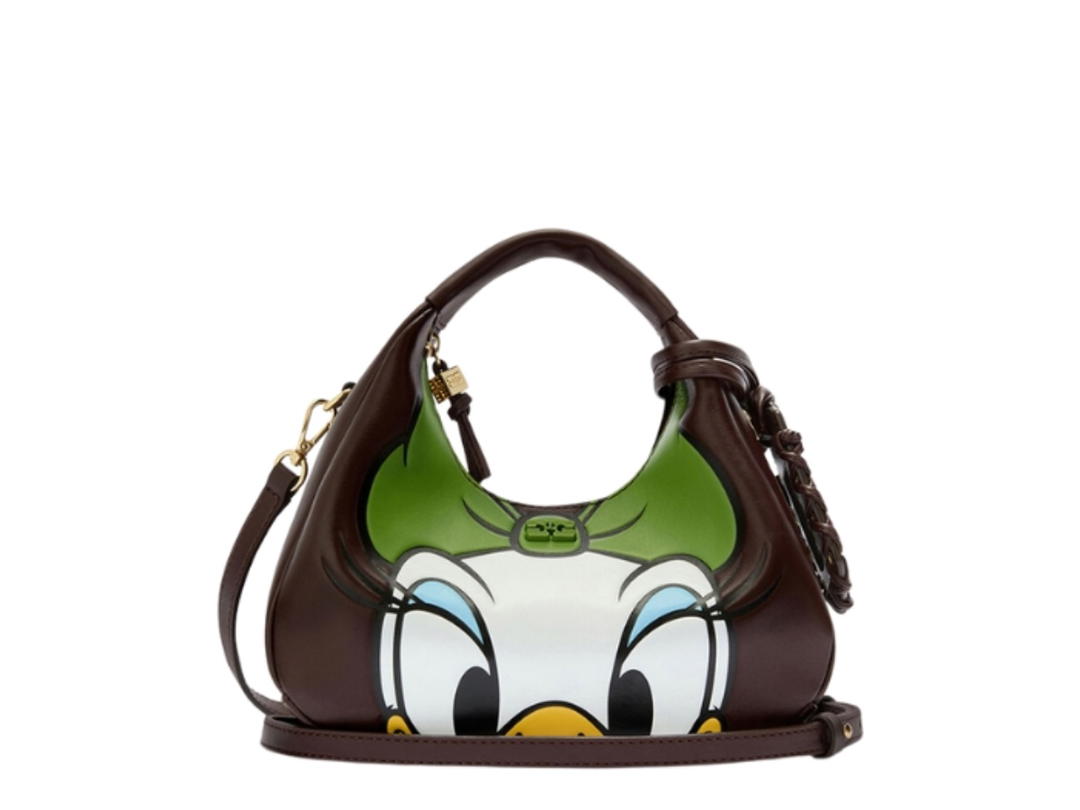 Ganni Ganni X Disney Daisy Duck Mini Hobo Bag Seal Brown