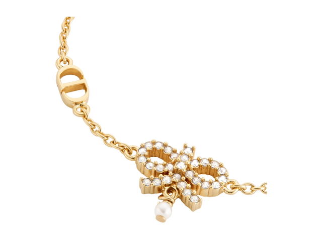 Dior Dior Le Nœud De Dior Bracelet In Gold-Finish Metal And White Resin Pearl With Silver-Tone Crystals Gold - view 2