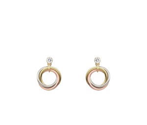 Buy Cartier Trinity Earrings Brilliant-Cut Diamonds White Gold Rose Gold Yellow Gold at Sasom – Authentic and Ready to Ship